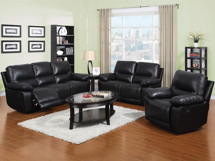 Liane Leather Dual Reclining Sofa & Love Seat Package - Black,AMAL