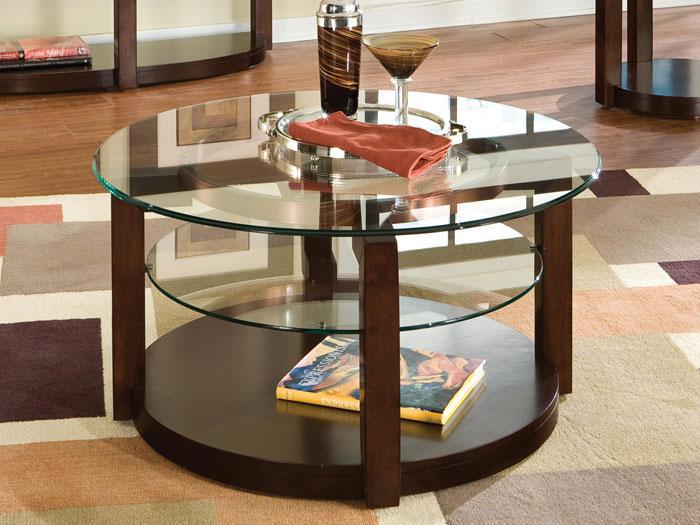 Coronado Cherry/Glass Round Cocktail Table w/ Castors,STAN