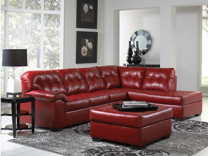 Addison Red Bonded Leather Square Ottoman,SIMM