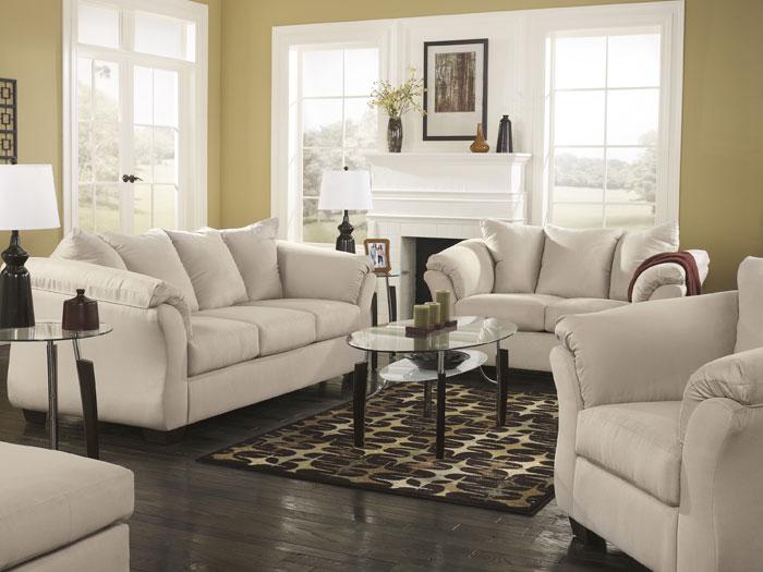 Darcy Stone Microfiber Sofa & Love Seat Package,ASH