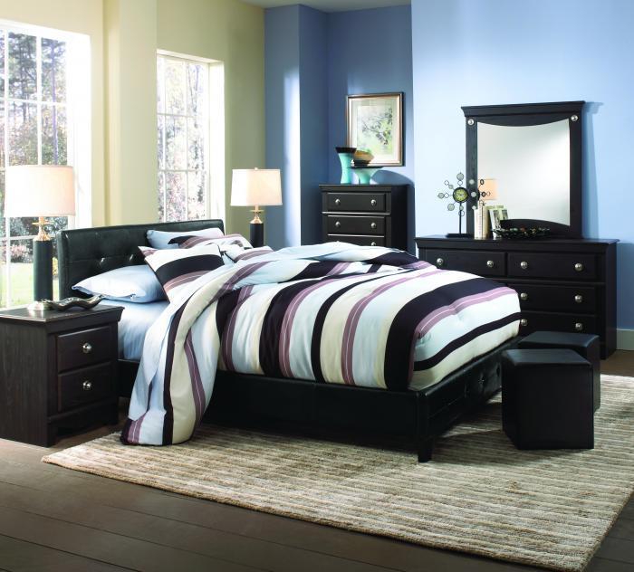 Contemporary Black Upholstered Queen Platform Bed,STAN