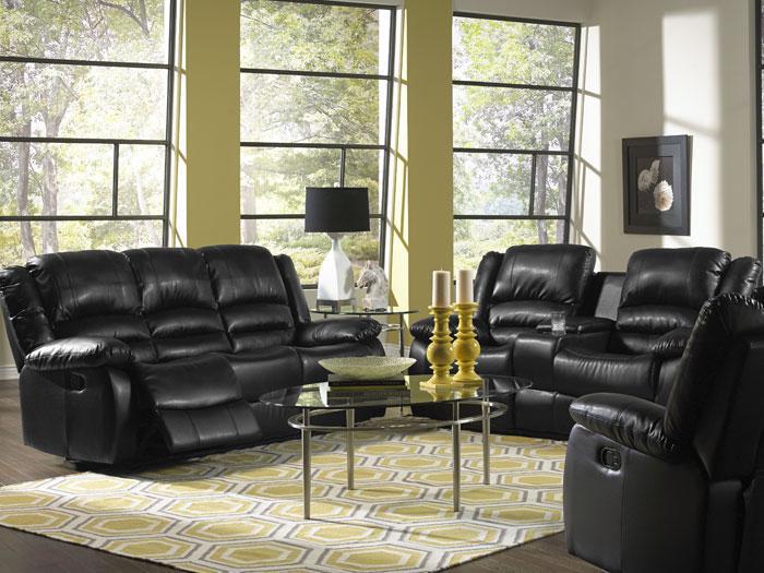 Martin Black Bonded Leather Dual Reclining Sofa,AMAL