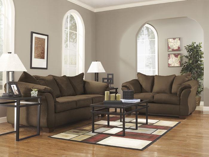 Darcy Cafe Microfiber Sofa & Love Seat Package,ASH