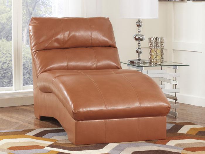 Paulie Bonded Leather Chaise - Orange,ASH