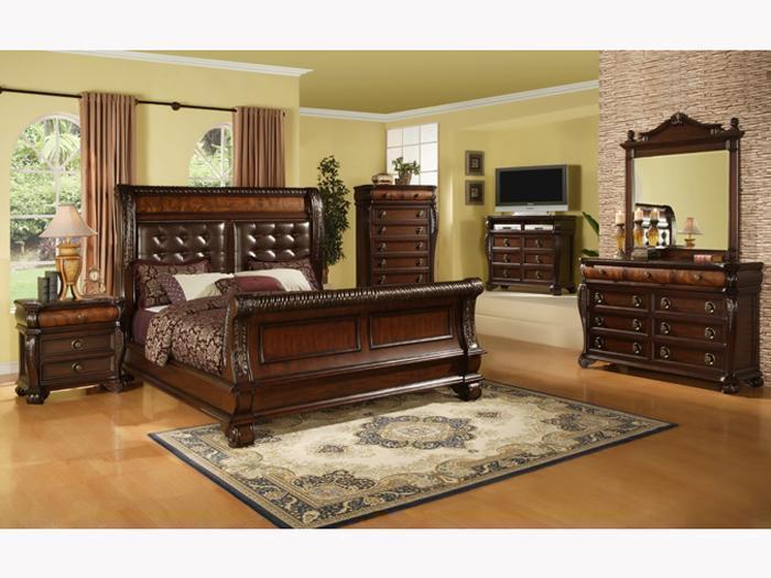 Sophia Cherry 3 PC. Upholstered King Sleigh Bed Badcock Home Furniture More of South Florida Appliances Electronics FL