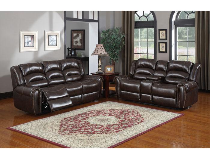 Kingston Brown Bonded Leather Reclining Sofa & Love Seat,LFE