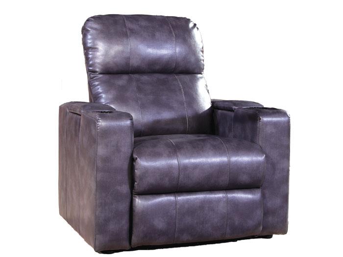 Cinema Bonded Leather Power Recliner - Grey,PRIME