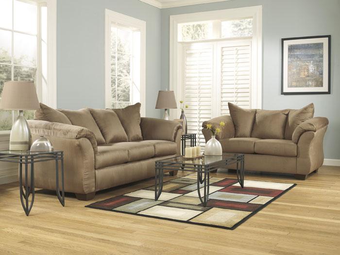 Darcy Mocha Microfiber Sofa & Love Seat Package,ASH