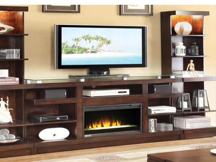 Lazarus Entertainment Center with Fireplace Console - Espresso,RUST