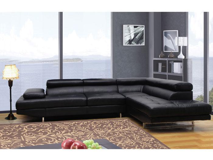 Natalie Black Bonded Leather 2 PC. Sectional,GFI