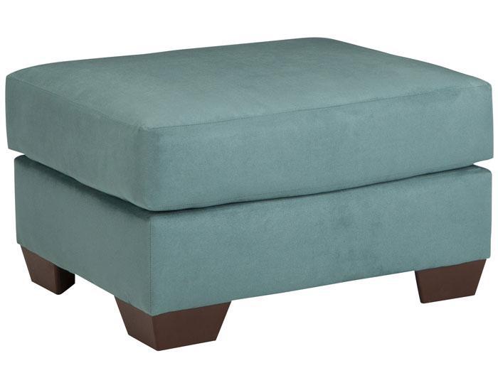 Darcy Aqua Microfiber Ottoman,ASH