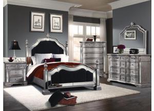 Specchio King Poster Bed - Silver Pearl,ASTR