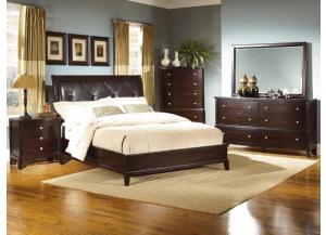 Jackson Espresso 3 PC. Upholstered Queen Panel Bed,LIFE