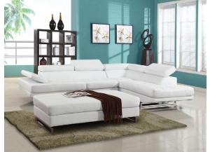 Natalie White Bonded Leather 2 PC. Sectional,GFI